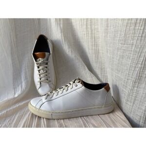 BYLT Basics Everyday Shoes White Leather Sneakers Mens Size 11 Brown Tab Luxury